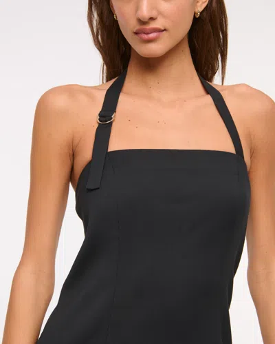 Abercrombie & Fitch Halter Tailored Mini Dress In Black