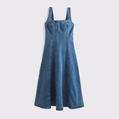 Abercrombie & Fitch The A&f Mila Denim Midi Dress In Blue