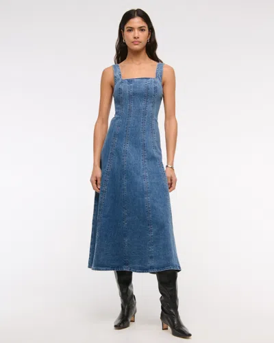 Abercrombie & Fitch The A&f Mila Denim Midi Dress In Blue
