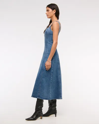 Abercrombie & Fitch The A&f Mila Denim Midi Dress In Blue