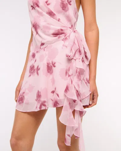 Abercrombie & Fitch Draped Halter Mini Dress In Pink