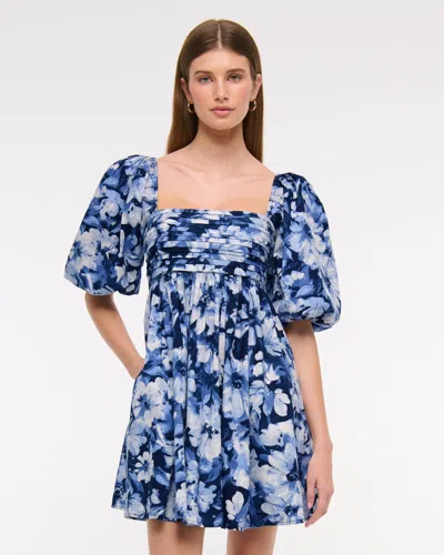 Abercrombie & Fitch The A&f Emerson Poplin Puff Sleeve Mini Dress In Blue