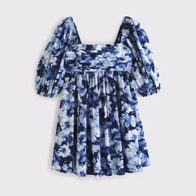 Abercrombie & Fitch The A&f Emerson Poplin Puff Sleeve Mini Dress In Blue
