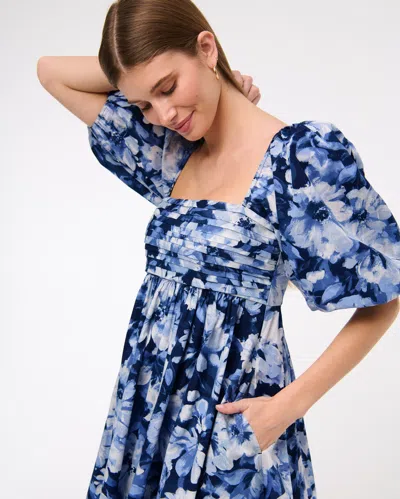 Abercrombie & Fitch The A&f Emerson Poplin Puff Sleeve Mini Dress In Blue