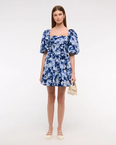 Abercrombie & Fitch The A&f Emerson Poplin Puff Sleeve Mini Dress In Blue