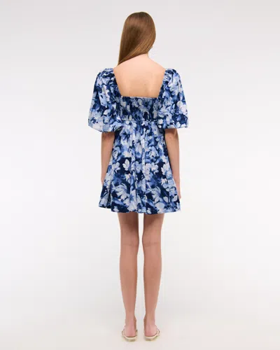 Abercrombie & Fitch The A&f Emerson Poplin Puff Sleeve Mini Dress In Blue