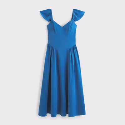 Abercrombie & Fitch Flutter Sleeve Midi Dress In Blue