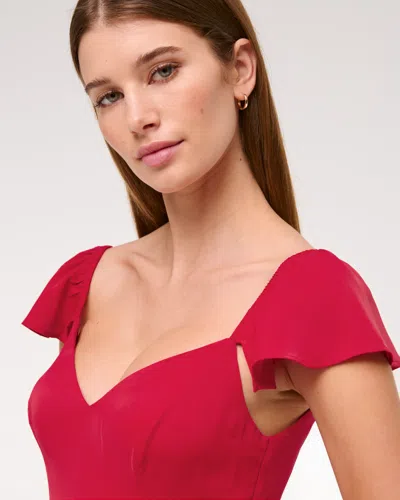 Abercrombie & Fitch Flutter Sleeve Midi Dress In Red