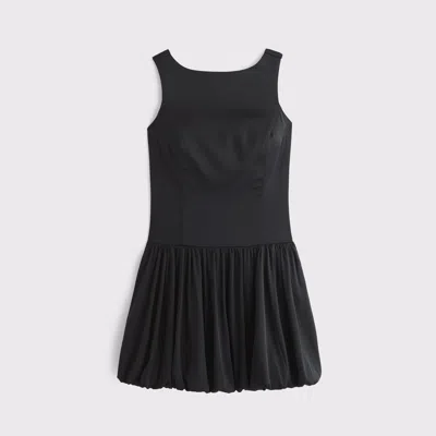 Abercrombie & Fitch High-neck Bubble Hem Mini Dress In Black