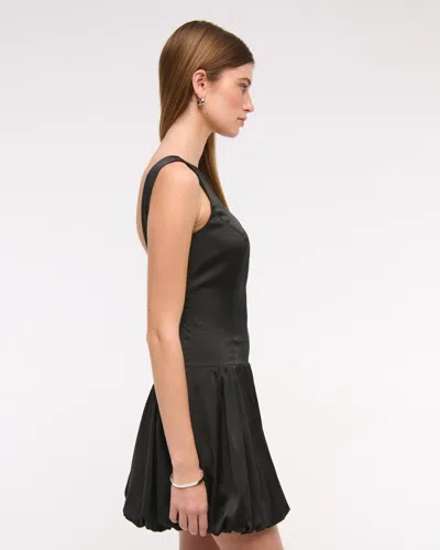 Abercrombie & Fitch High-neck Bubble Hem Mini Dress In Black