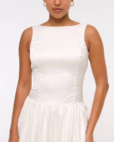 Abercrombie & Fitch High-neck Bubble Hem Mini Dress In White