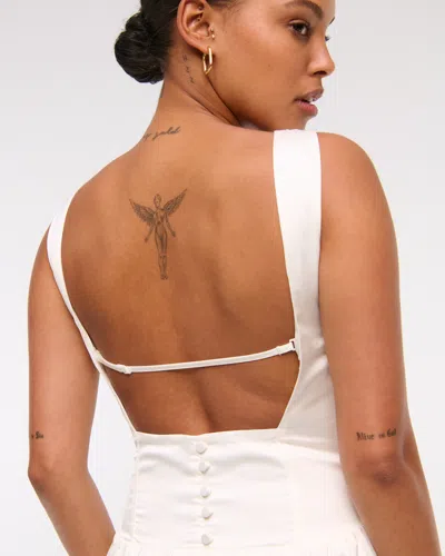 Abercrombie & Fitch High-neck Bubble Hem Mini Dress In White