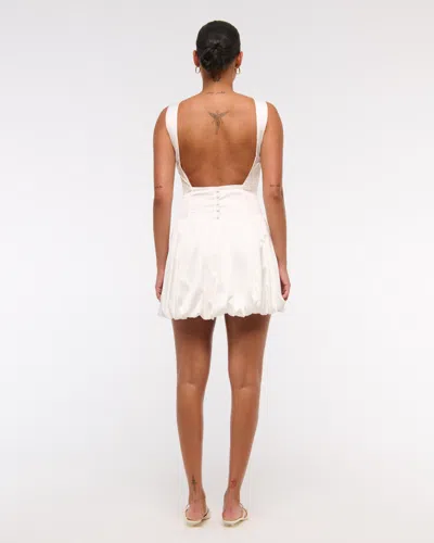 Abercrombie & Fitch High-neck Bubble Hem Mini Dress In White