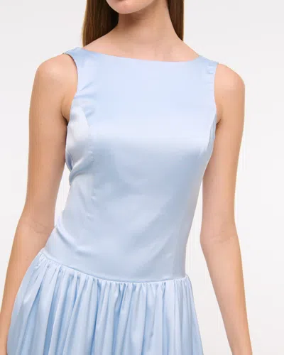 Abercrombie & Fitch High-neck Bubble Hem Mini Dress In Blue