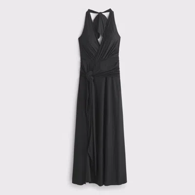 Abercrombie & Fitch Knot-front Maxi Dress In Black