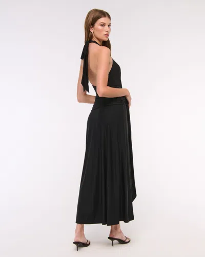 Abercrombie & Fitch Knot-front Maxi Dress In Black
