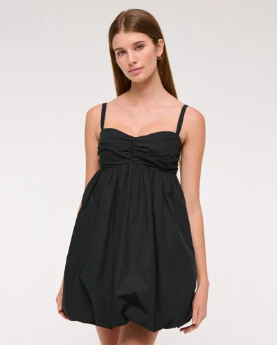 Abercrombie & Fitch Bubble Hem Babydoll Mini Dress In Black