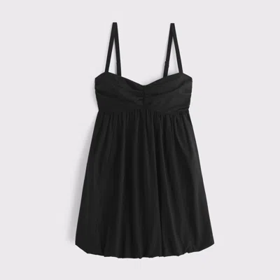Abercrombie & Fitch Bubble Hem Babydoll Mini Dress In Black