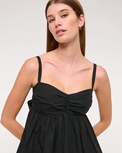 Abercrombie & Fitch Bubble Hem Babydoll Mini Dress In Black