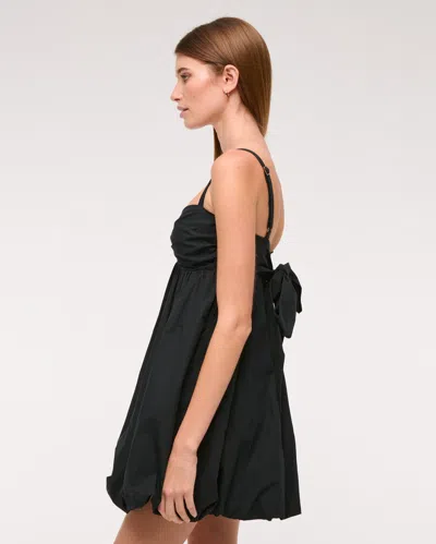 Abercrombie & Fitch Bubble Hem Babydoll Mini Dress In Black
