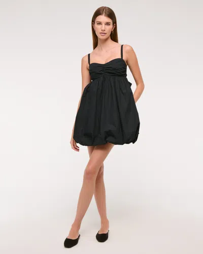 Abercrombie & Fitch Bubble Hem Babydoll Mini Dress In Black