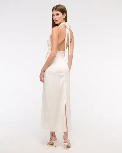 Abercrombie & Fitch Rosette Halter Midi Dress In White