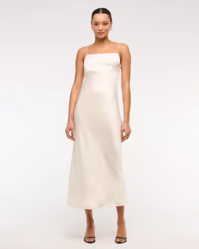 Abercrombie & Fitch Faux Pearl Strap Maxi Dress In White