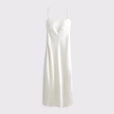 Abercrombie & Fitch Faux Pearl Strap Maxi Dress In White