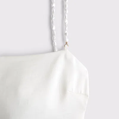 Abercrombie & Fitch Faux Pearl Strap Maxi Dress In White