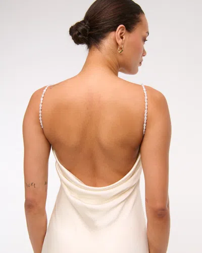 Abercrombie & Fitch Faux Pearl Strap Maxi Dress In White