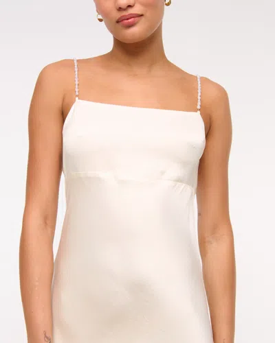 Abercrombie & Fitch Faux Pearl Strap Maxi Dress In White