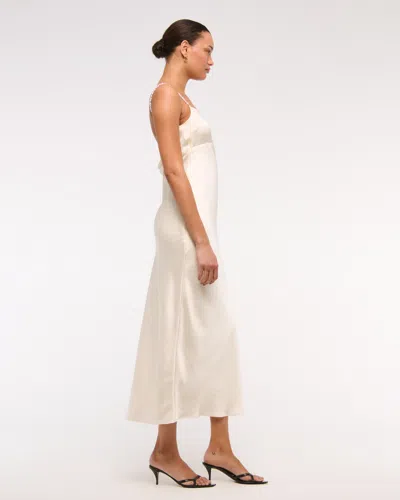 Abercrombie & Fitch Faux Pearl Strap Maxi Dress In White