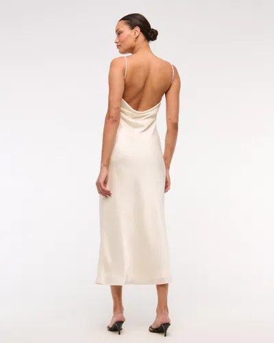 Abercrombie & Fitch Faux Pearl Strap Maxi Dress In White