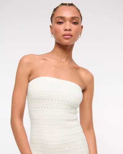 Abercrombie & Fitch Strapless Crochet-style Maxi Dress In White