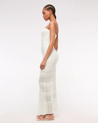 Abercrombie & Fitch Strapless Crochet-style Maxi Dress In White
