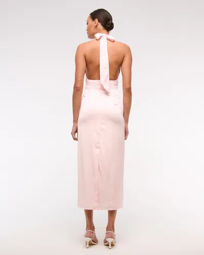 Abercrombie & Fitch Rosette Halter Midi Dress In Pink