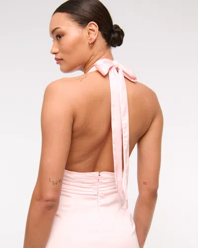 Abercrombie & Fitch Rosette Halter Midi Dress In Pink