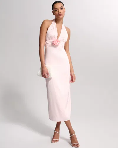 Abercrombie & Fitch Rosette Halter Midi Dress In Pink