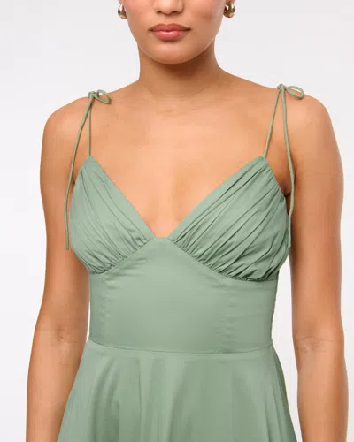 Abercrombie & Fitch Tie-strap Tiered Maxi Dress In Green