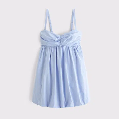 Abercrombie & Fitch Babydoll Bubble Hem Mini Dress In Blue