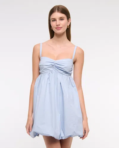 Abercrombie & Fitch Babydoll Bubble Hem Mini Dress In Blue