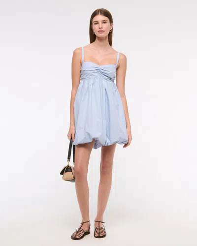 Abercrombie & Fitch Babydoll Bubble Hem Mini Dress In Blue