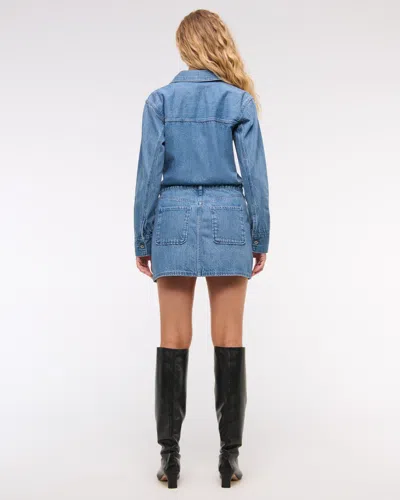 Abercrombie & Fitch Long-sleeve Denim Shirt Dress In Blue
