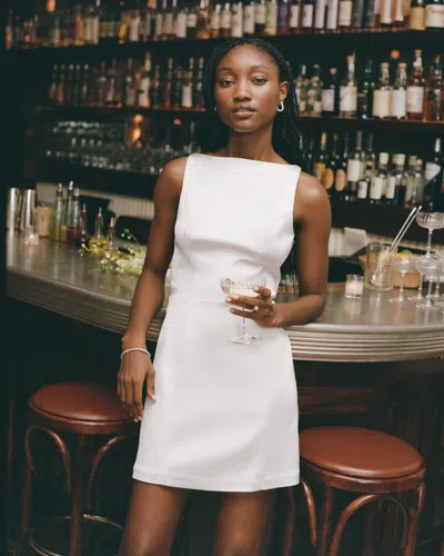 Abercrombie & Fitch Slash Neck Mini Dress In White