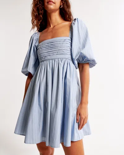 Abercrombie & Fitch Emerson Poplin Puff Sleeve Mini Dress In Blue