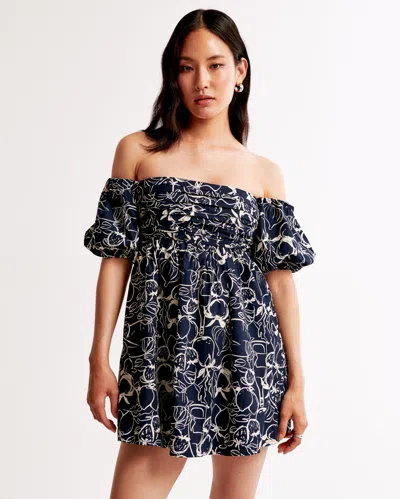 Abercrombie & Fitch Emerson Off-the-shoulder Skort In Blue