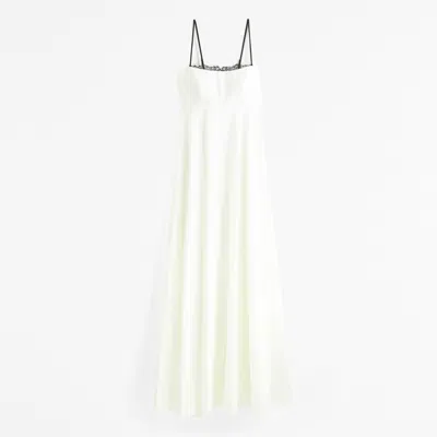 Abercrombie & Fitch Lace-trim Taffeta Maxi Dress In White