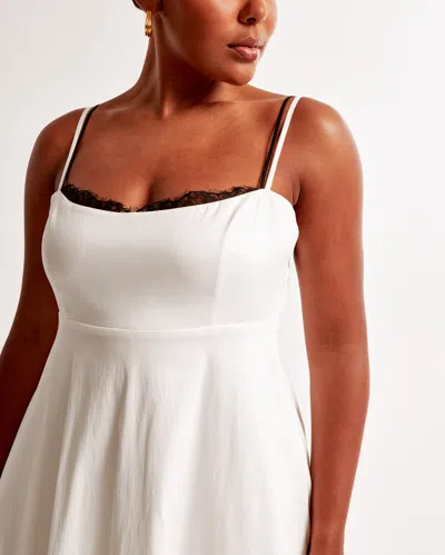 Abercrombie & Fitch Lace-trim Taffeta Maxi Dress In White