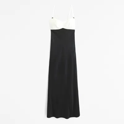 Abercrombie & Fitch The A&f Julia Slip Contrast Bodice Maxi Dress In Black