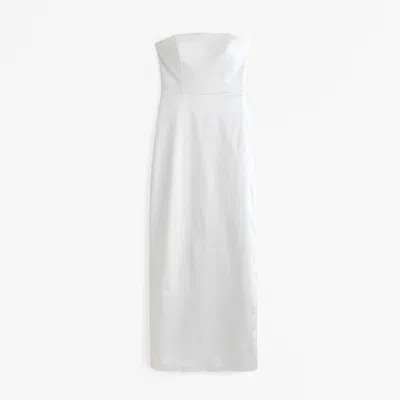 Abercrombie & Fitch Strapless Satin Sculpt Maxi Dress In White